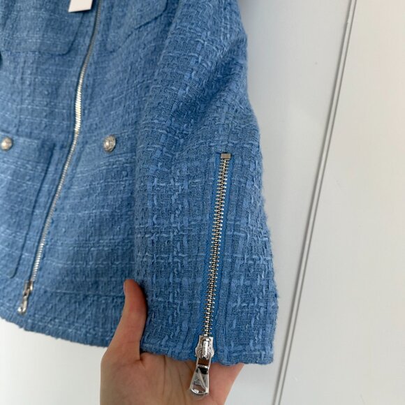 NWT Veronica Beard Agni Dickey Jacket In Skylight Tweed 2-way Zip Pockets Sz 4 - Picture 5 of 10